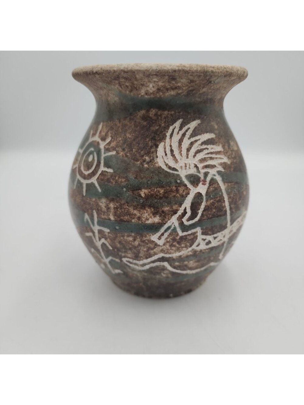 Vintage Native American Pottery Kokopelli Southwestern Vase 5" Fredonia AZ 2004